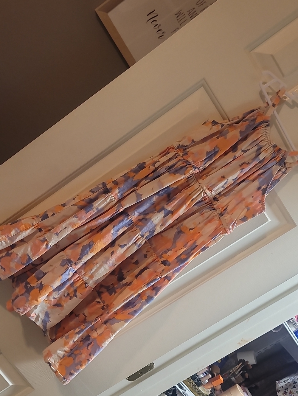 Gap Kids Sleeveless Watercolor Print Midi Dress in Peach & Lavender